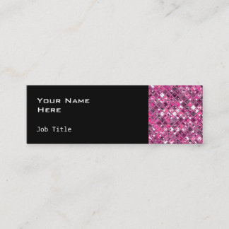 Glitz Tiles Hot Pink 1 side skinny black Mini Business Card