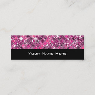 Glitz Tiles Hot Pink 1 skinny black Mini Business Card