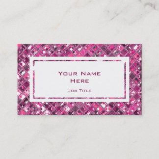 Glitz Tiles Hot Pink 1 white rectangle Business Card