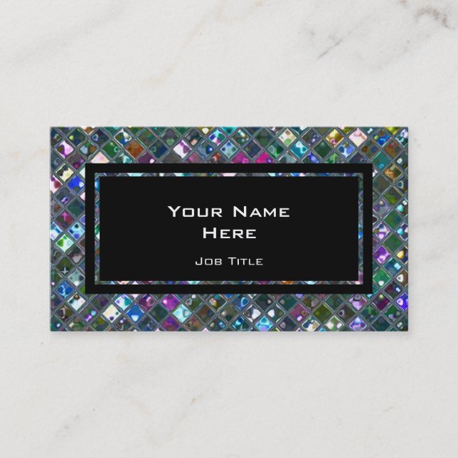 Glitz Tiles Multicoloured 2 black rectangle Business Card (Front)