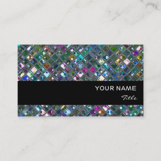 Glitz Tiles Multicoloured 2 print black stripe Business Card