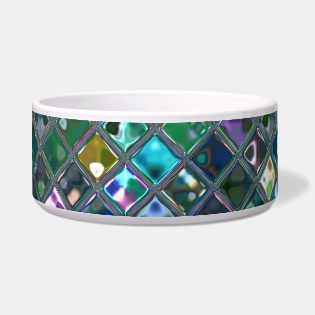 Glitz Tiles Multicoloured 2 print dog bowl (Front)