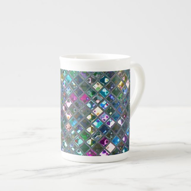 Glitz Tiles Multicoloured 2 print mug bone china (Front Right)