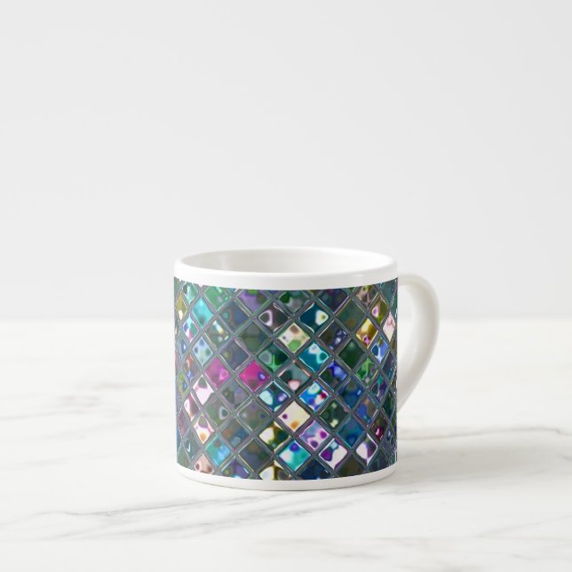 Glitz Tiles Multicoloured 2 print mug espresso (Front Right)