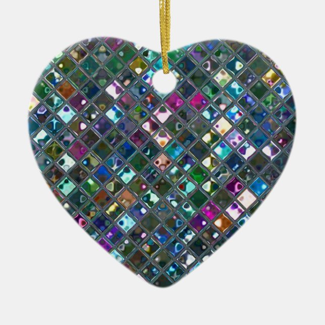Glitz Tiles Multicoloured 2 print ornament heart (Front)