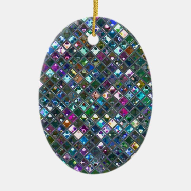 Glitz Tiles Multicoloured 2 print ornament oval (Front)