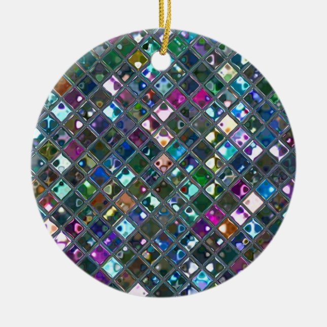 Glitz Tiles Multicoloured 2 print ornament round (Front)
