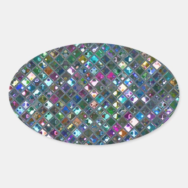 Glitz Tiles Multicoloured 2 print sticker oval (Front)