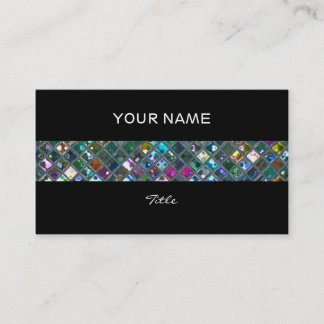 Glitz Tiles Multicoloured 2print stripe black back Business Card