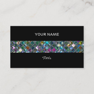 Glitz Tiles Multicoloured 2print stripe black back Business Card