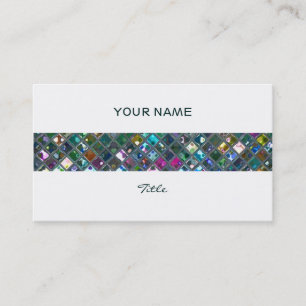 Glitz Tiles Multicoloured 2print stripe white back Business Card