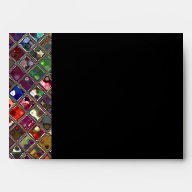 Glitz Tiles Multicoloured A7 side stripe black Envelope (Front)