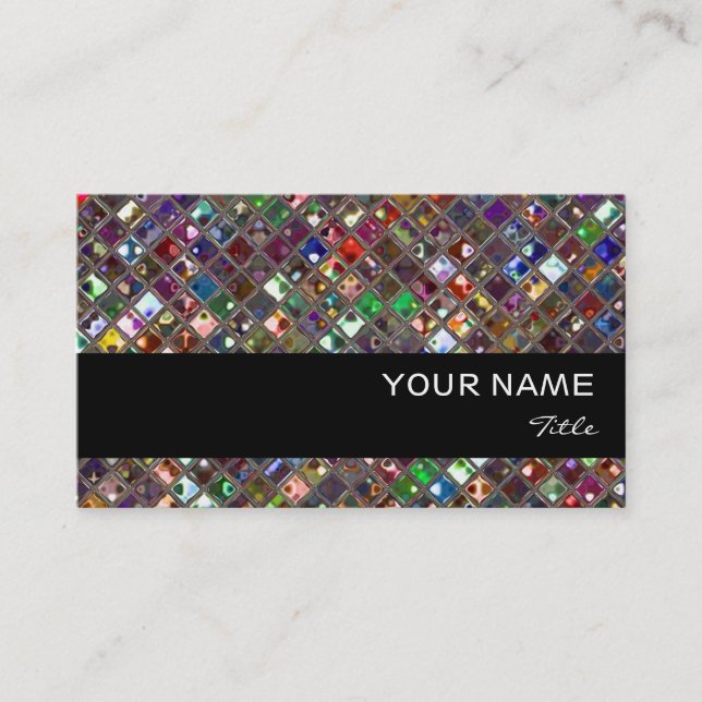 Glitz Tiles Multicoloured print black stripe Business Card (Front)