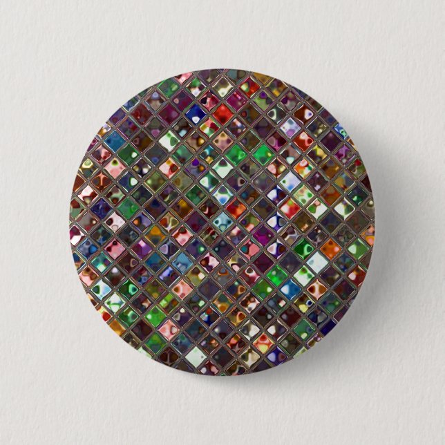 Glitz Tiles Multicoloured print button (Front)