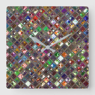 Glitz Tiles Multicoloured print clock square