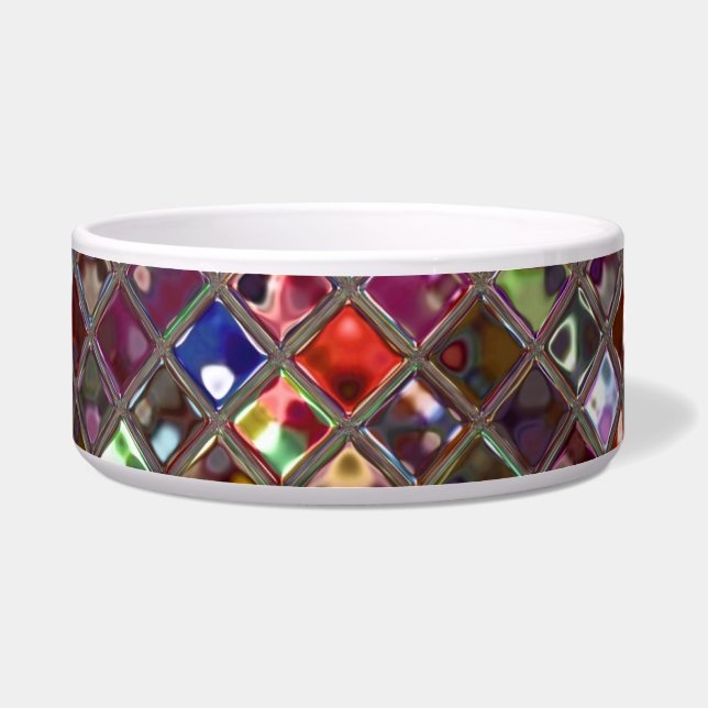 Glitz Tiles Multicoloured print dog bowl (Front)