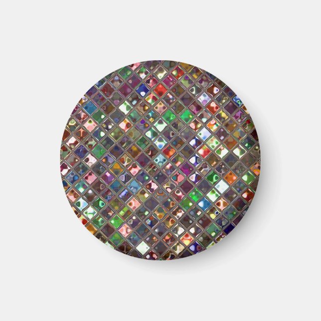 Glitz Tiles Multicoloured print magnet round (Front)