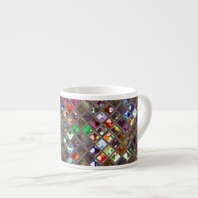 Glitz Tiles Multicoloured print mug espresso (Front Right)