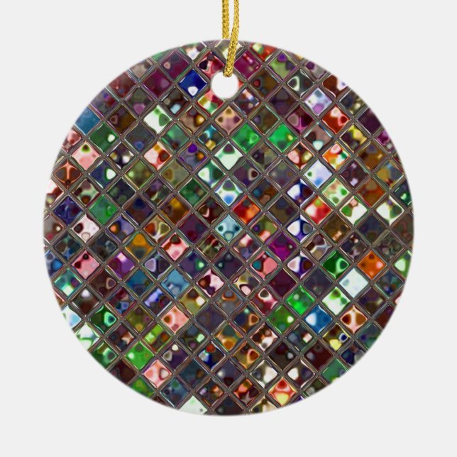 Glitz Tiles Multicoloured print ornament round (Front)
