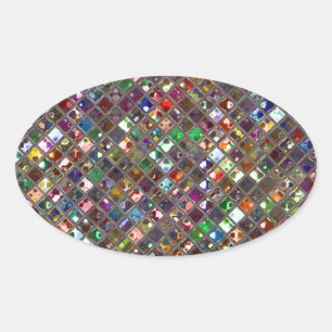 Glitz Tiles Multicoloured print sticker oval