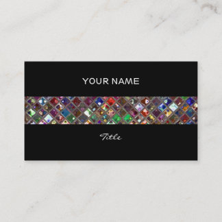 Glitz Tiles Multicoloured print stripe black back Business Card