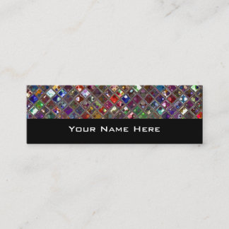 Glitz Tiles Multicoloured skinny black Mini Business Card