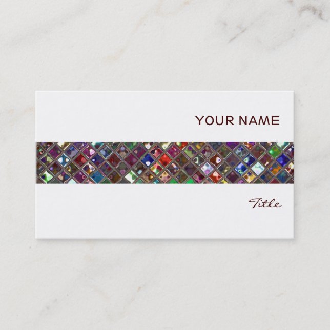 Glitz Tiles Multicoloured tile stripe white Business Card (Front)