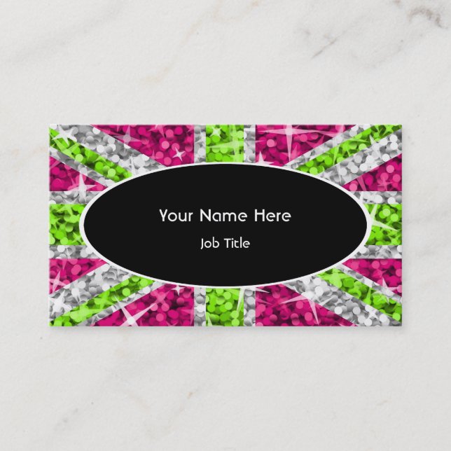 Glitz UK Lime black oval business card template (Front)