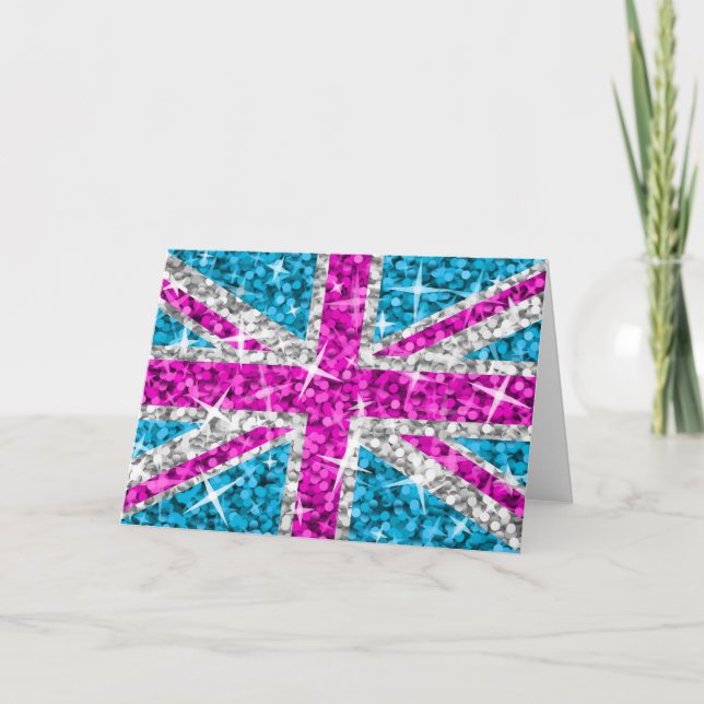 Glitz UK Pink greetings card (Front)