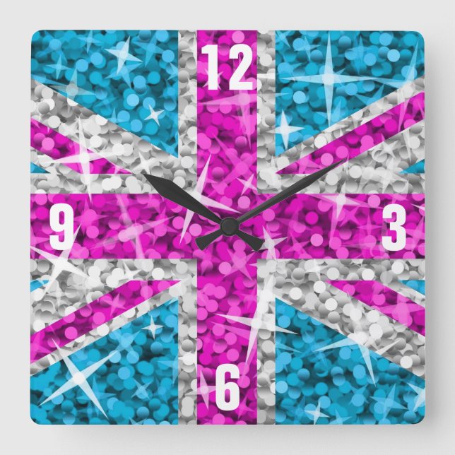 Glitz UK Pink 'Numbers' clock square (Front)