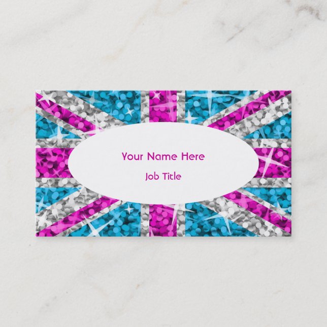 Glitz UK Pink white oval business card template (Front)