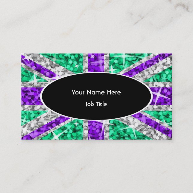 Glitz UK Purple black oval business card (Front)