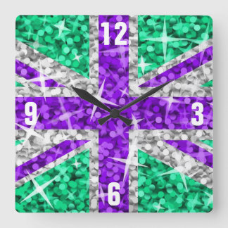 Glitz UK Purple 'Numbers' clock square
