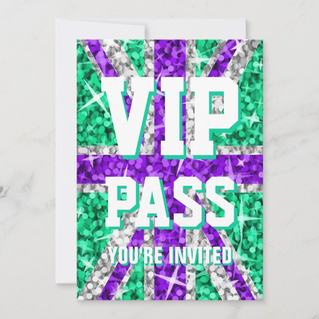 Glitz UK Purple 'VIP PASS' invitation (Front)