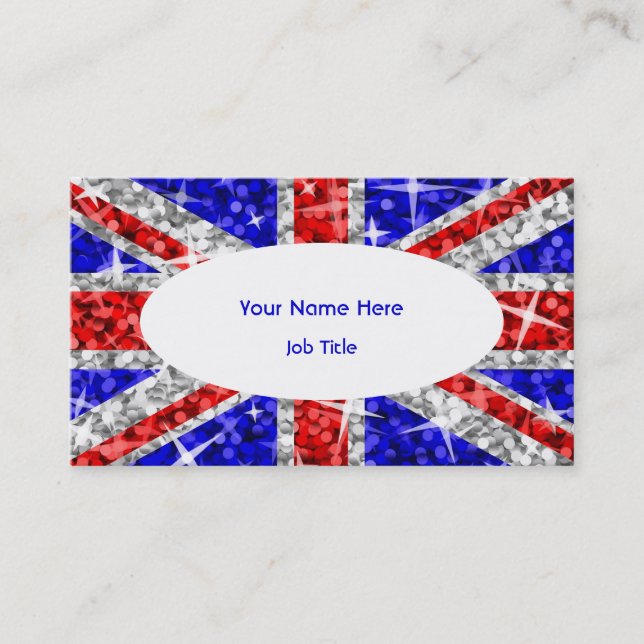 Glitz UK white oval business card template (Front)