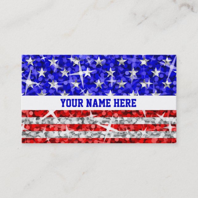 Glitz USA white stripe business card template (Front)