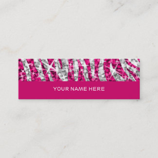 Glitz Zebra Pink business card skinny pink