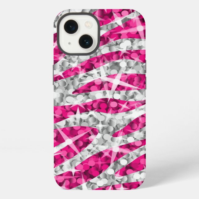 Glitz Zebra Pink print iPhone case horizontal (Back)