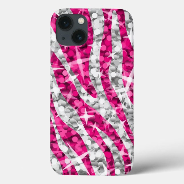 Glitz Zebra Pink print iPhone case vertical (Back)