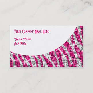 Glitz Zebra Pink white curve business card
