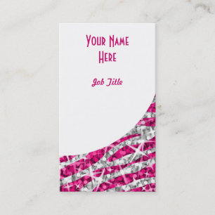 Glitz Zebra Pink white curve portrait Business Card