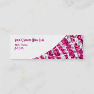 Glitz Zebra Pink white curve skinny Mini Business Card