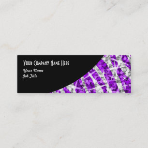 Glitz Zebra Purple Black Curve skinny Mini Business Card