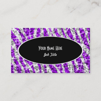 Glitz Zebra Purple Black Oval business card
