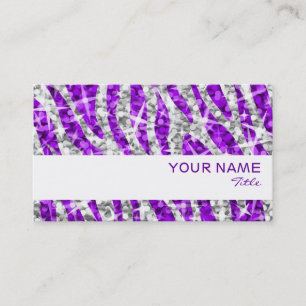Glitz Zebra Purple business card white stripe