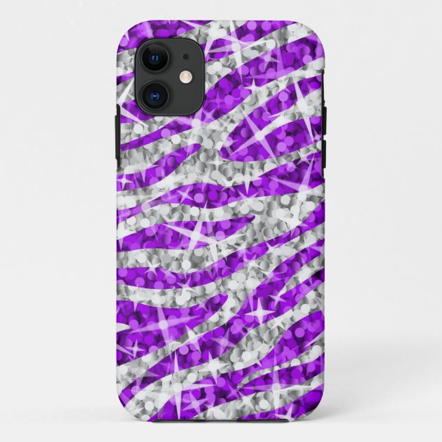 Glitz Zebra Purple iPhone horizontal Case-Mate iPhone Case (Back)