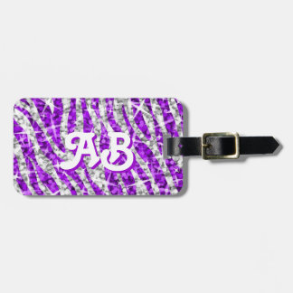 Glitz Zebra Purple monogram luggage tag