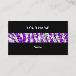 Glitz Zebra Purple stripe black back Business Card