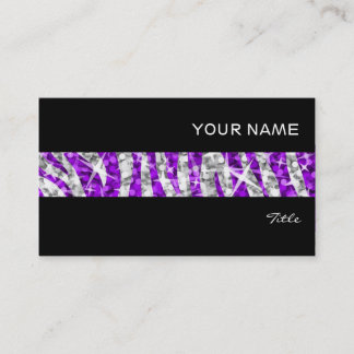Glitz Zebra Purple stripe business card black
