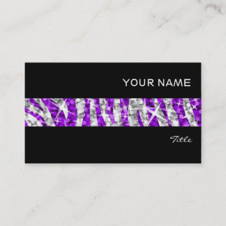 Glitz Zebra Purple stripe business card black